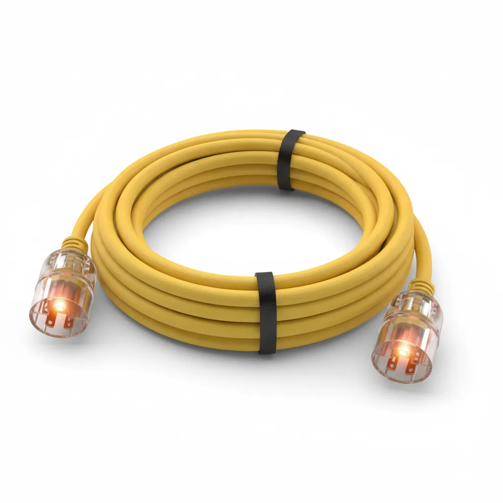 12/3 SJTW Extension Cord, 100 ft, Lighted Ends