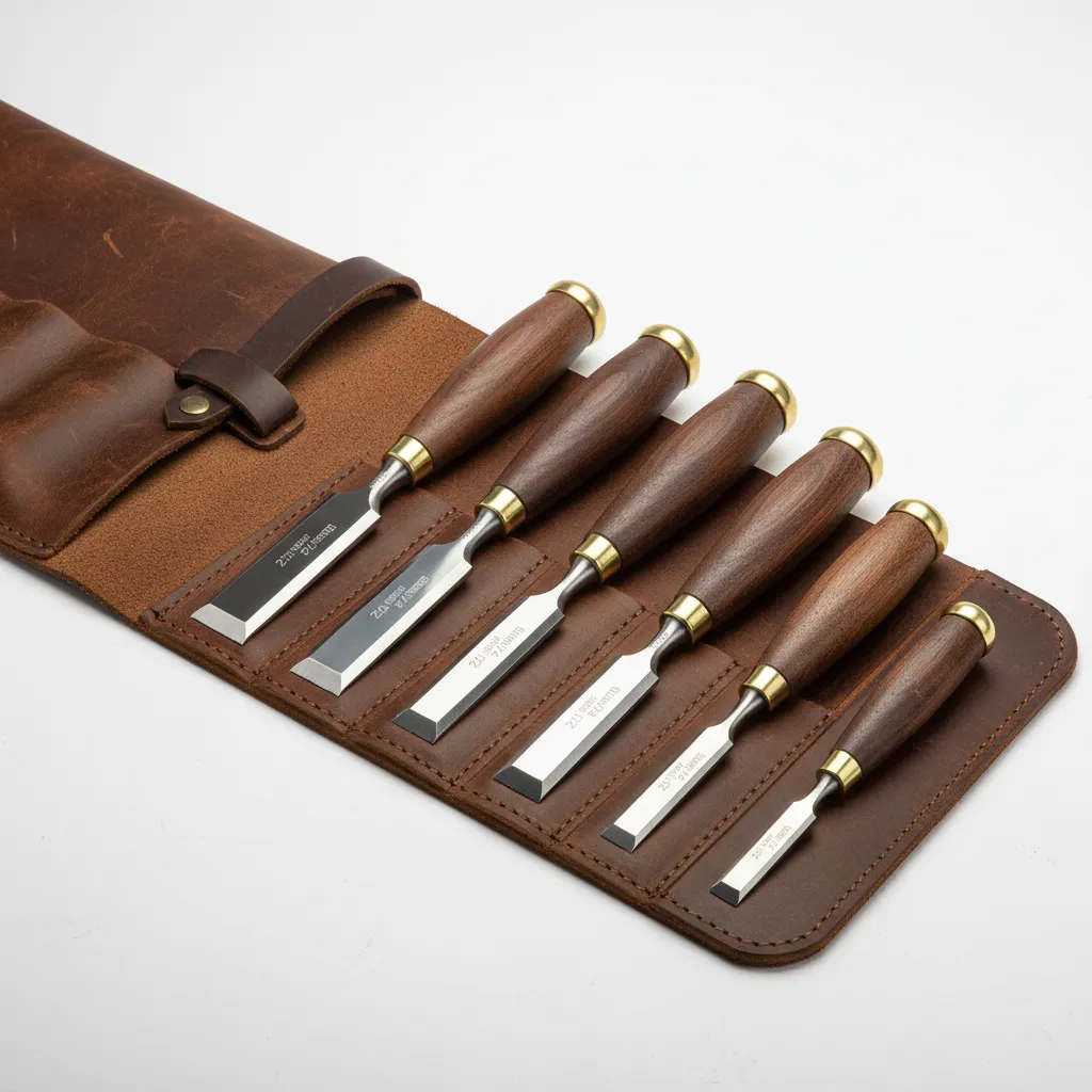 6-Piece Wood Chisel Set with Leather Roll